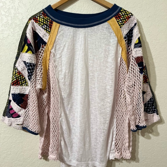 We the free Contrast Tee Top with kimono sleeves and crochet sides Extra Small - Picture 4 of 10